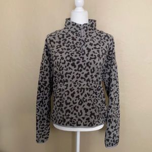 Hippie Rose Grey Cheetah Print Half Zip (XL)